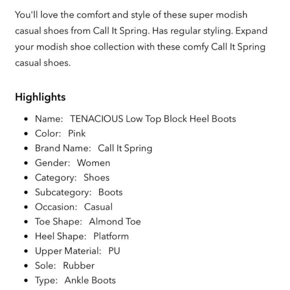 Call It Spring Tenacious Size 7.5 Pink Ankle Boot Chunky‎ High Heel Cosplay NWT - Picture 2 of 11